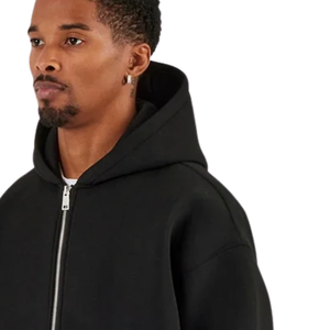 ชุดกีฬาสองชิ้นสำหรับผู้ชายชุดวอร์มมีซิปสีดำแบบพรีเมียมโลโก้ตามสั่งชุดออกกำลังกายเล่นกีฬา - Product Image 6