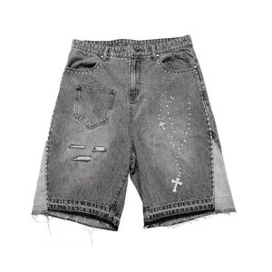 2025 dernière vente hommes Denim strass court Slim Fit séchage rapide décontracté court Denim hommes Denim strass court - Product Image 1