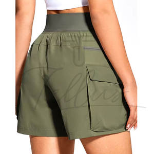 Vêtements de sport, short de sport pour femme, taille haute, coupe ample, uni, coupe-vent, respirant, séchage rapide, fermeture à cordon, vente en gros - Product Image 4