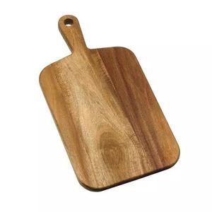Planche à découper en bois d'acacia naturel pour la cuisine Planche à découper pour fruits et légumes avec poignée pour accrocher une planche à pain pizza fromage carré - Product Image 3
