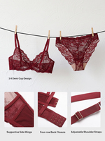 Ensemble de lingerie en dentelle grande taille Waistdear, soutien-gorge à armatures non rembourré et culotte, vente en gros, OEM ODM, logo, couleur et taille personnalisés