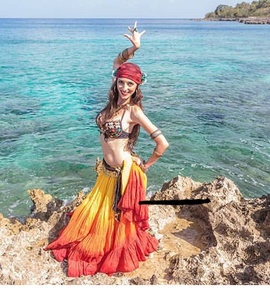 Teint 25-Yard Coton Modal Gypsy Jupe Solide Long Maxi Boho Femmes Club Showgirl Dancer Performances Stage Outfits Style Latin - Product Image 1