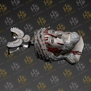 จี้พระเยซูที่มีเลือดไหลพร้อมนกประกันตัวสร้อยคอศาสนาฮิปฮอป925เงินสเตอร์ลิงทอง10K เพชรโมอิสซาไนต์ห้องปฏิบัติการออกแบบได้ตามต้องการ - Product Image 5