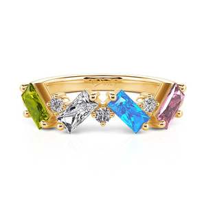 Anillo de Acero Inoxidable Personalizado Jeulia con Racimo de Amatistas para Mujer - Product Image 1