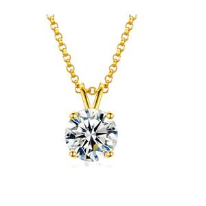 <b>Necklace</b> for Women Lab Created <b>Diamond</b> Pendant 18K White/Yellow Gold Plated Sterling <b>Silver</b> <b>Necklace</b> Round Pendant <b>Diamond</b> - Product Image 6