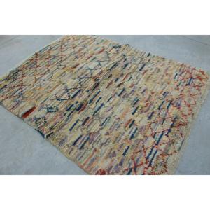 Alfombra Turca Vintage de 5.2x6.46 pies, Alfombra Azul Abstracta de Lana - Product Image 4