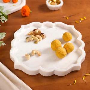 Plateau à fruits en marbre rond fait main de luxe moderne, plateaux de service décoratifs pour la présentation de chocolat et de fruits - Product Image 5