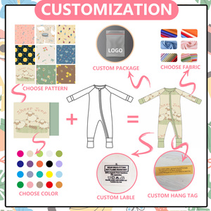 Pyjama de nuit pour bébé à manches longues en bambou doux, avec fermeture éclair bidirectionnelle et motif <span class=keywords><strong>mouton</strong></span> personnalisé, OEM ODM - Product Image 3