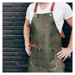 <b>Leather</b> <b>Apron</b> With Comfortable Cross-back Shoulder Straps Premium Quality Luxury Handcrafted LPN-0078 - Product Image 3