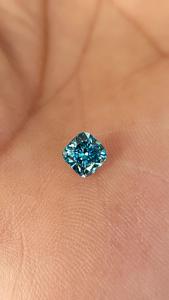 Diamante cultivado en laboratorio de 1 quilate, color azul verdoso intenso, corte cojín, para la elaboración de anillos, certificado por IGI, piedras sueltas de fantasía, fabricante indio. - Product Image 6
