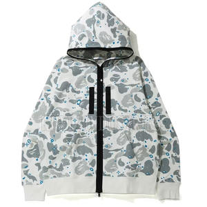 เสื้อมีฮู้ดแบบซิปหน้าสำหรับผู้ชายเสื้อผ้าพิมพ์ลายทรงหลวมนุ่ม - Product Image 1