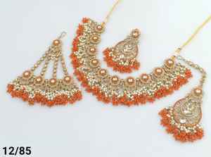 Ensemble indien traditionnel et à la mode plaqué or et long Mala avec boucles d'oreilles et collier combiné Maagtika pour femmes - Product Image 3