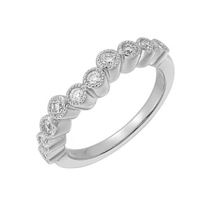Bague de mariage incurvée en diamant de laboratoire certifié étincelant avec sertissage à griffes en or massif 14K F-VS2, produit fait main - Product Image 2