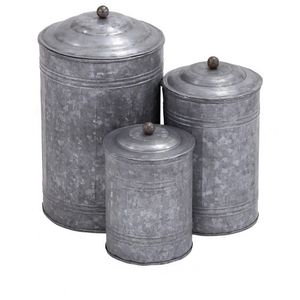 Contenedor de almacenamiento de Metal con diseño de acabado de superficie galvanizada con tapas, utensilios de cocina de alta calidad, contenedor de comestibles seguro para alimentos - Product Image 5