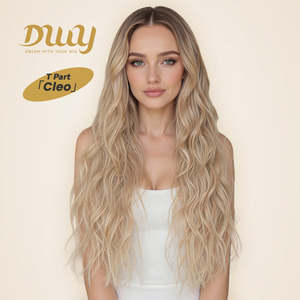 Cleo C-DWY Long-Length Water Wavy Synthetic <b>Wig</b> Light Brown Lace Front Chocolate Brown Color - Product Image 1