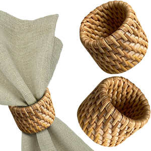 High Standard Rattan Napkin Rings Decoration Home <b>Wedding</b> Decor Napkins Ring Holder 4-Pieces Handmade Top Price - Product Image 3