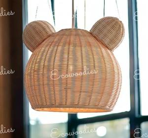 Cute Design <b>Natural</b> Wicker Rattan Bear Shape Children's Room Home Hanging Teddy Bear Rattan Easy Fit <b>Light</b> <b>Shade</b> - Product Image 4