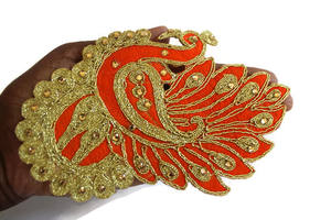 Appliques de broderie en pierre de style paon de formes d'animaux exclusivement conçues pour les robes de mariée patchs ethniques de mariée - Product Image 2