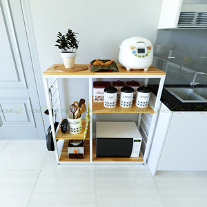 Étagère de rangement de cuisine en bois de caoutchouc et structure en fer 40x100x100cm KB68002 - Product Image 4