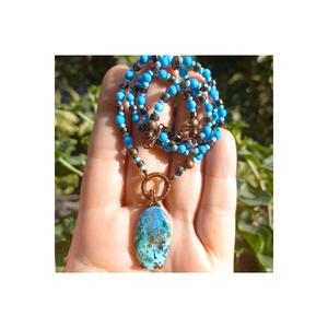 Collana fatta a mano azzurrite-turchese