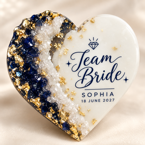 Imanes de Resina Epoxi con Forma de Corazón Personalizados, Recuerdos de Boda para el Equipo de la Novia, Regalos para la Fiesta de Despedida de Soltera, Nombres y Fechas Personalizados, Múltiples Opciones de Color - Product Image 3