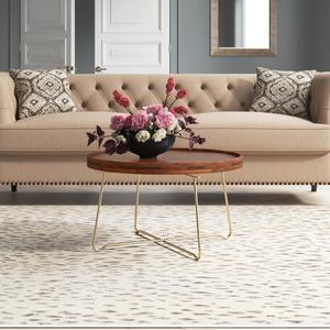 Ensemble de table ronde en bois et fer écologique moderne, table basse de salon, combinaison avec pieds en métal, meubles de maison - Product Image 2