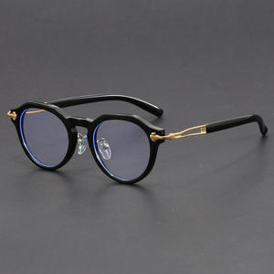 Nuevas <span class=keywords><strong>monturas</strong></span> <span class=keywords><strong>de</strong></span> <span class=keywords><strong>gafas</strong></span> <span class=keywords><strong>de</strong></span> marca para hombres <span class=keywords><strong>de</strong></span> moda Bloqueo <span class=keywords><strong>de</strong></span> luz azul Transparente Azul Pequeño Aleación redonda Pc Lentes <span class=keywords><strong>Monturas</strong></span> - Product Image 1