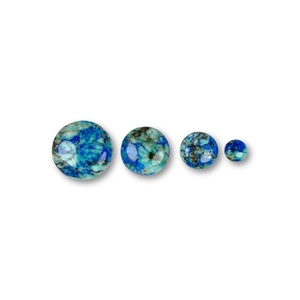 Cabochons ronds en azurite 8x10mm, calibrés, traités thermiquement, pierre précieuse vert-bleu, certifiés IGI - Product Image 2