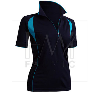 Golf con cremallera de alta calidad para mujer para Polos Tamaño personalizable Jersey Tela Patrón sólido Medias mangas Longitud corta - Product Image 2