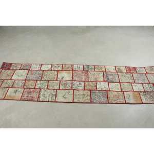 Turkish Rug 2x7.4 ft, <b>Red</b> Brown Moroccan <b>Wool</b> Vintage Rug - Product Image 3