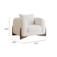 Moderner weißer Lamm wolle Stoff Esszimmers tuhl Drehbares Einzel-Freizeit sofa für Wohnzimmer möbel Holz/Eiche Material