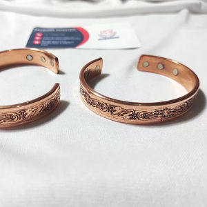 Handmade copppeer magnetic bracelet healing wrist with etching pattern - hot selling - handmade - Product Image 1