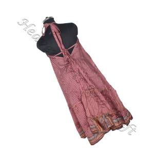 Robe décontractée bohème sexy et chaude pour femmes Robe en soie sari vintage pour dames Robe de soirée élégante sans manches - Product Image 6