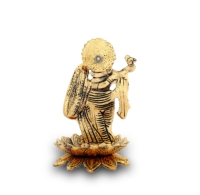 Estatua hecha a mano de Latón chapado en oro para decoración del hogar, estatua de pie con diseño de Radha Krishna Idol Kamal, regalo de boda