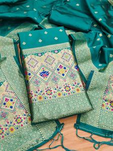 Nouveau costume pur zari Banarasi pour femmes broderie avec robe de travail manuel Materia - Product Image 5