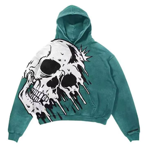Sweat à capuche pour homme, commandes en gros, sur mesure, 100% coton molletonné, écologique, lavage à l'acide, impression DTG, surdimensionné, automne, 2 pièces - Product Image 4