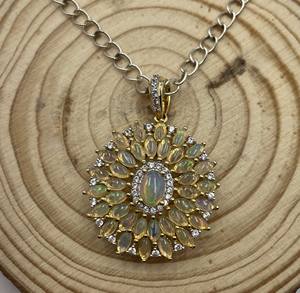 Colgante de circón de ópalo Natural de plata 925, collar curativo de ópalo de fuego múltiple, joyería de circón de ópalo Natural con colgantes de abalorios - Product Image 3