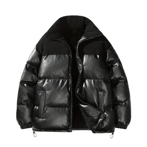 Chaqueta acolchada de burbujas de invierno personalizada para hombre con cremallera PU al aire libre acolchado cálido a prueba de viento chaqueta de calle - Product Image 1