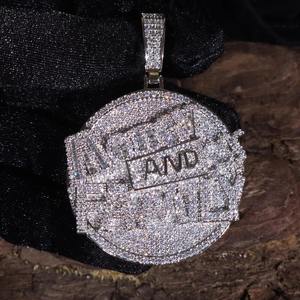 Collar con Colgante de Placa Familiar con Letras y Diamantes de Imitación, Estilo Hip Hop, Unisex, Acero Inoxidable, Bañado en Rodio, Engaste de Bisel, Moissanita - Product Image 6