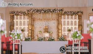 Decoración elegante para eventos, escenario dorado de boda, pilares de oro increíble, escenario de recepción de boda, ceremonia de matrimonio, decoración para escenario - Product Image 3