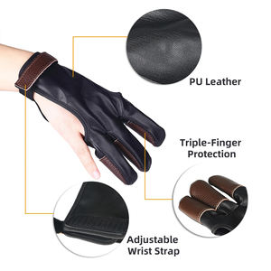 2025 Guantes de tiro con arco de 3 dedos a bajo precio del mejor fabricante, protección completa hecha a medida para exteriores, hechos de cuero de alta calidad - Product Image 3
