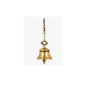 Antique design small pure brass hanging bell for sale multipurpose brass wind chime bell for church manufactured in India
