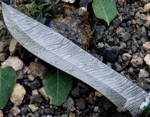 Cuchillo Bowie de acero damasco hecho a mano personalizado mango de madera hermoso cuchillo de caza Funda de cuero DIY grado OEM soporte personalizado - Product Image 3