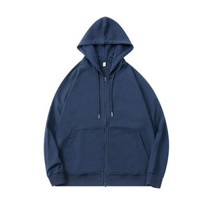 Vente chaude Conception 100% Polyester Hommes Full Zip Up Hoodies Logo Personnalisé Blanc Plain Hiver Zipper Hoodie Hommes - Product Image 5