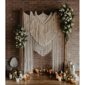 Cortina de Macramé Grande Hecha a Mano, Tapiz de Pared de Algodón Bohemio con Patrón Enmarcado para Fondo de Arco de Boda, Decoración de Restaurante - Product Image 2