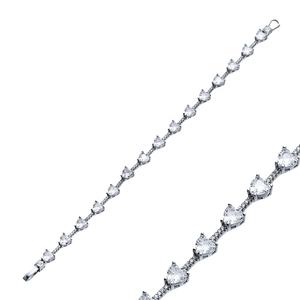 Cluster Tennis Bracelet Blanc Pierre Coeur Conception CZ Turc En Gros 925 En Argent Sterling Fine Jewelry - Product Image 1