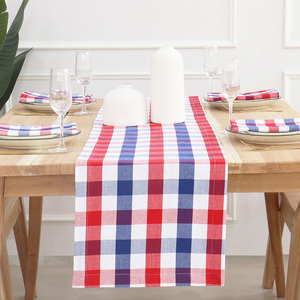 100% Cotton Modern Buffalo Plaid <b>Tablecloth</b> Classic 14 X 72 Inch Red Blue White <b>Checked</b> Design for Dinner Parties Table Runners - Product Image 4