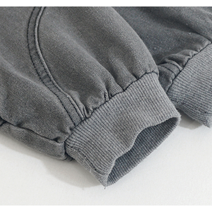 Custom high quality 100% cotton heavyweight U Bottom Vintage Acid Washed <b>Denim</b> <b>Jacket</b> Distressed Zip Up <b>Cropped</b> Factory Hoodies - Product Image 3
