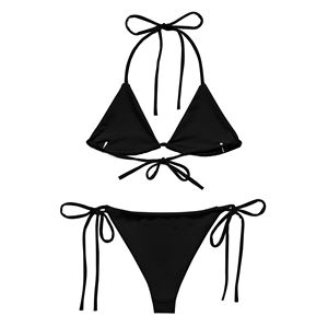 Ensemble de bikini à cordon réglable de couleur unie coupe brésilienne de haute qualité pour femmes maillots de bain entièrement personnalisables prêts à expédier - Product Image 1