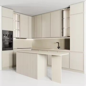 Gabinetes de cocina plegables completos listos para montar con diseño personalizado de fábrica, muebles de cocina con carcasa de tablero de partículas de isla - Product Image 6
